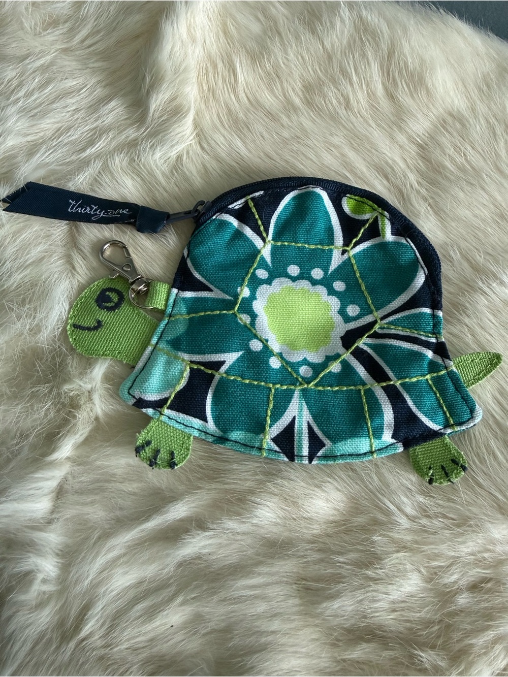 Thirty-One Sea Turtle Coin Purse Keychain